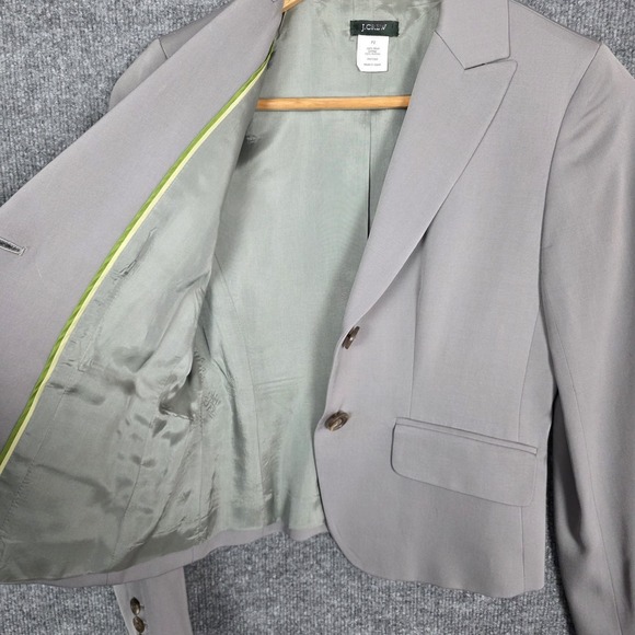 J.Crew 100% Wool Blazer Petite 2 Gray Women's Tailored Office Suit Jacket Lined - Picture 3 of 7